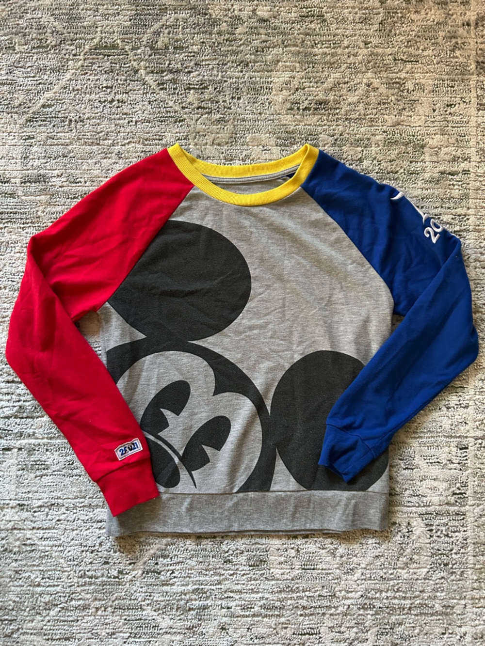 Disney Mickey Mouse Colorblock Sweatshirt - Gray, Red, Blue, Yellow